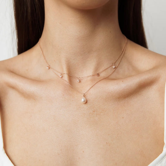 Double Stack Pearl and Shell Necklace