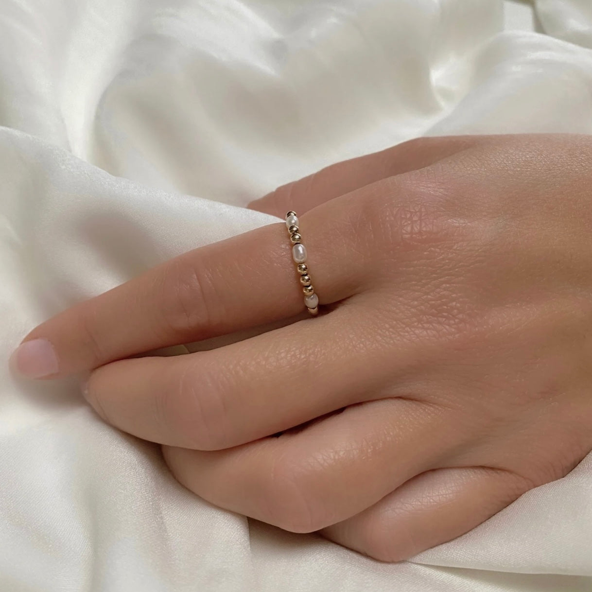 Stacking Beaded Pearl Rings
