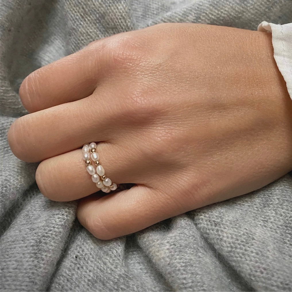 Stacking Beaded Pearl Rings